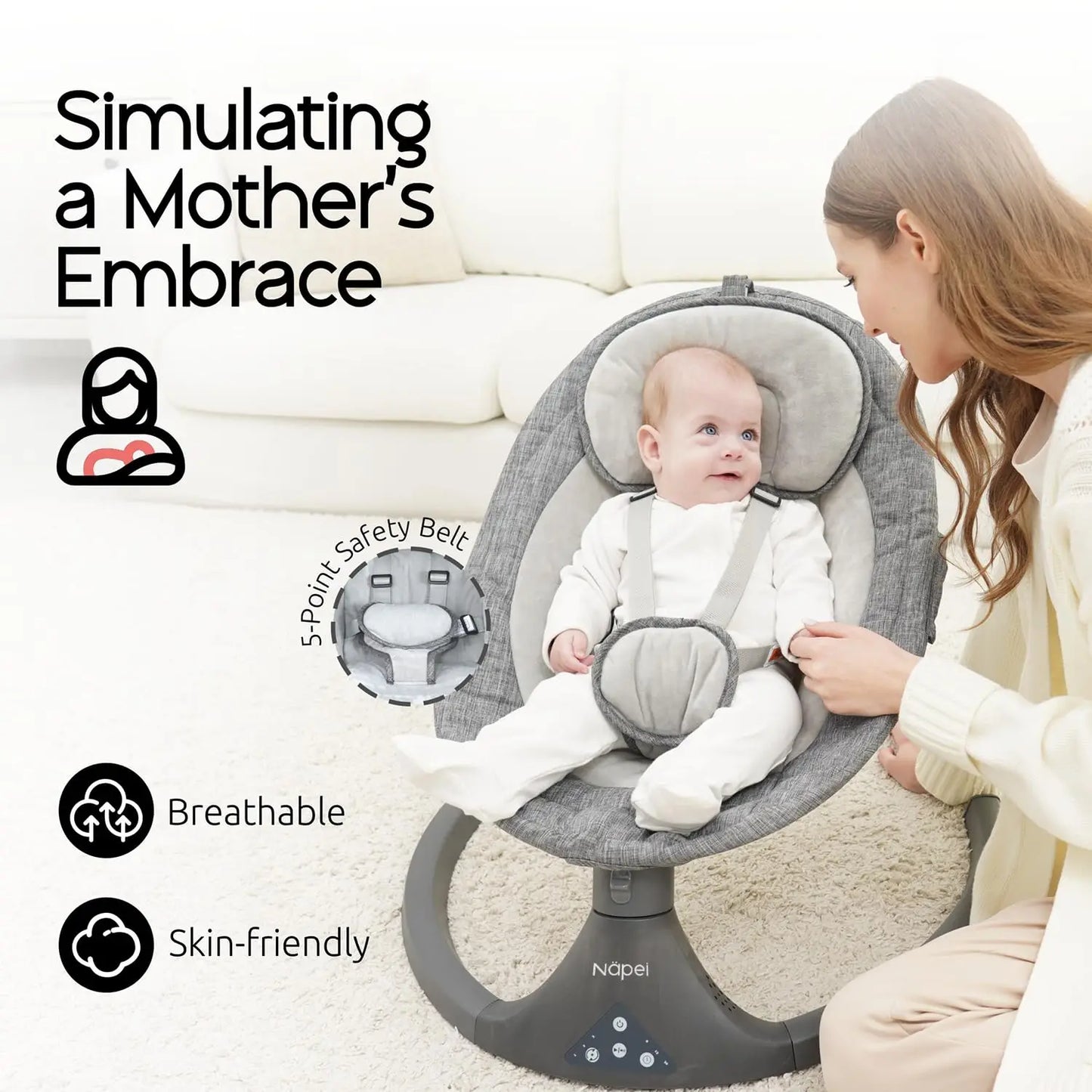 Smart Baby Swing & Bouncer with Bluetooth and Remote