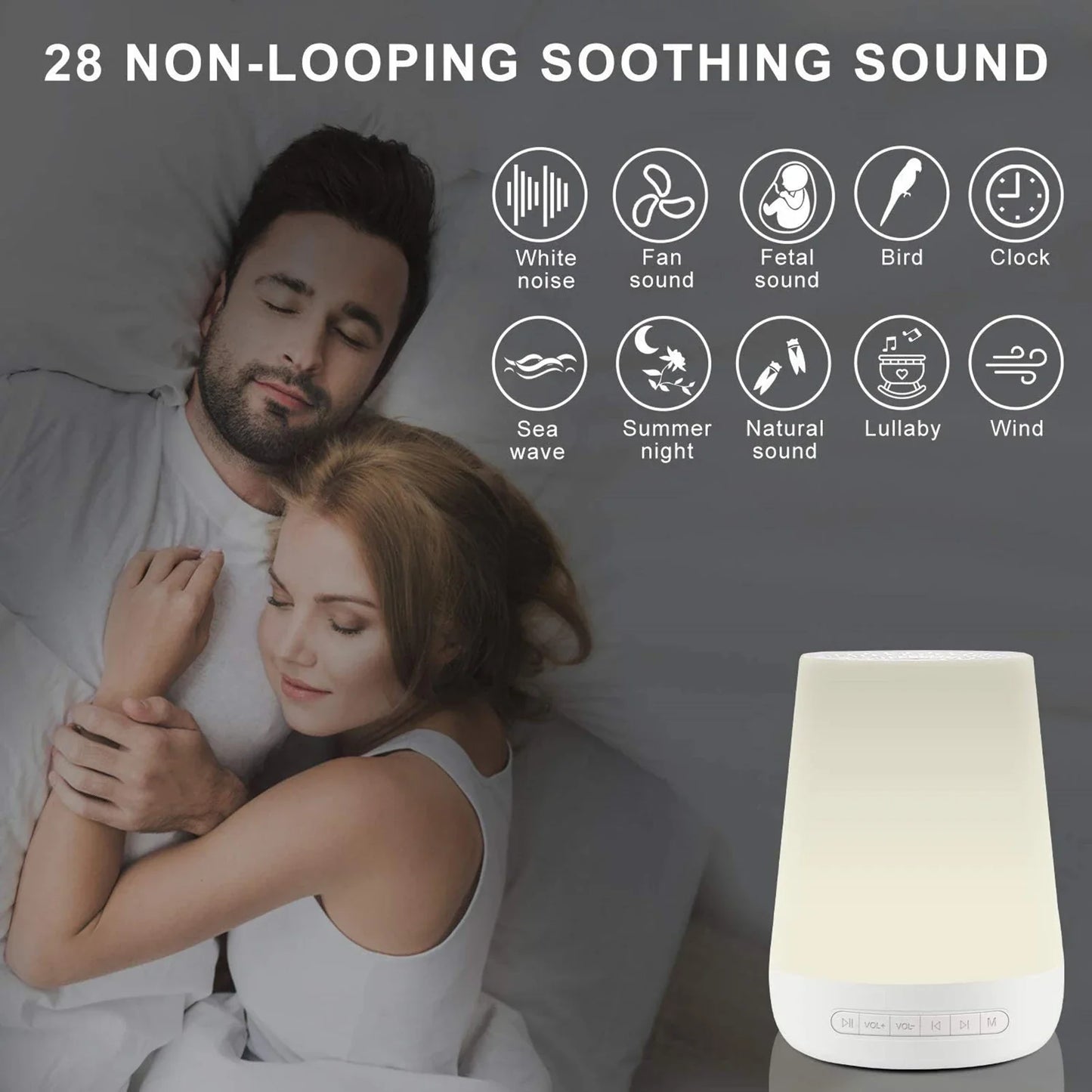 DreamGlow™ White Noise Machine – Soothing Sounds & Night Light Magic