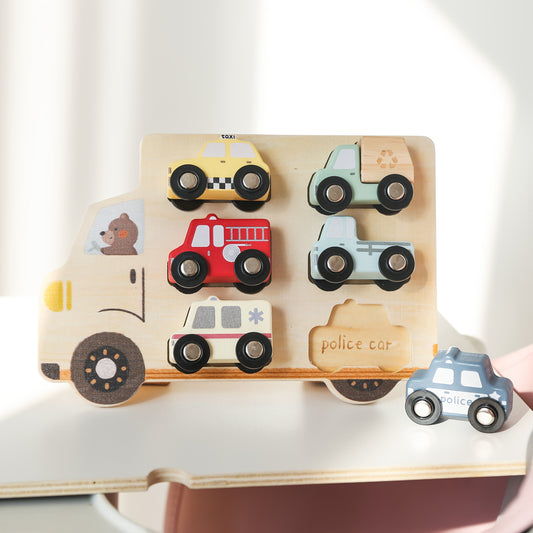 Montessori Wooden Vehicle Puzzle Set
