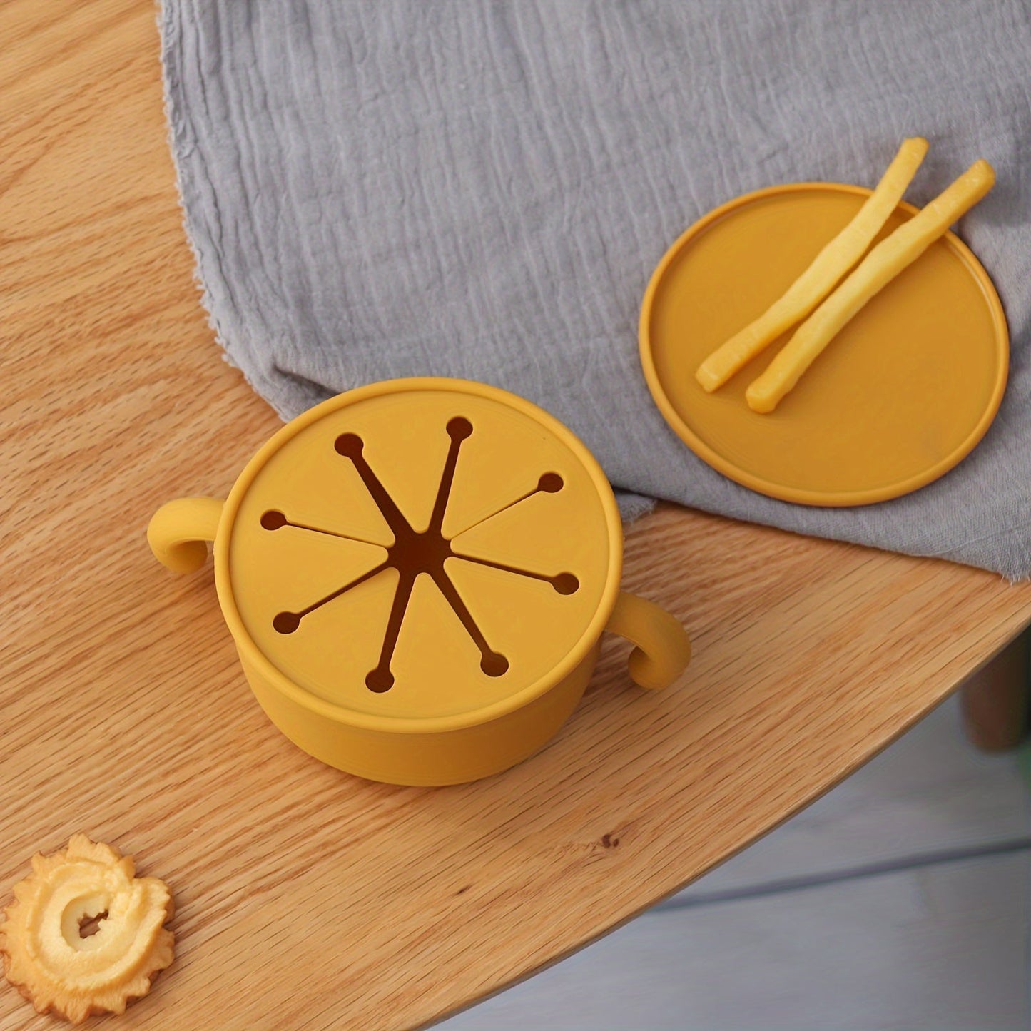 Dimpley GrabBowl™ – No-Spill Silicone Snack Cup with Lid