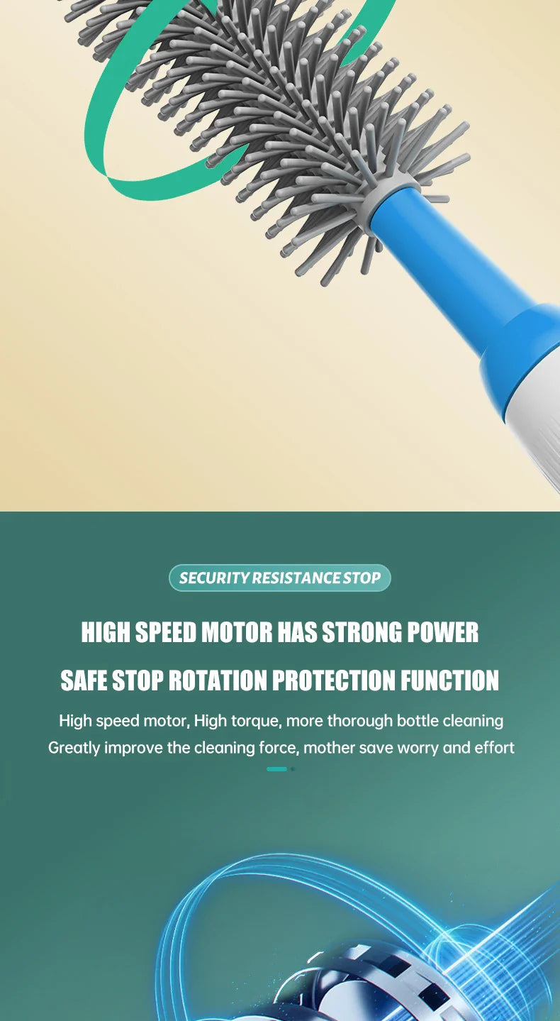 SpinClean™ Electric Bottle Brush – Effortless, Deep Cleaning for Baby Essentials