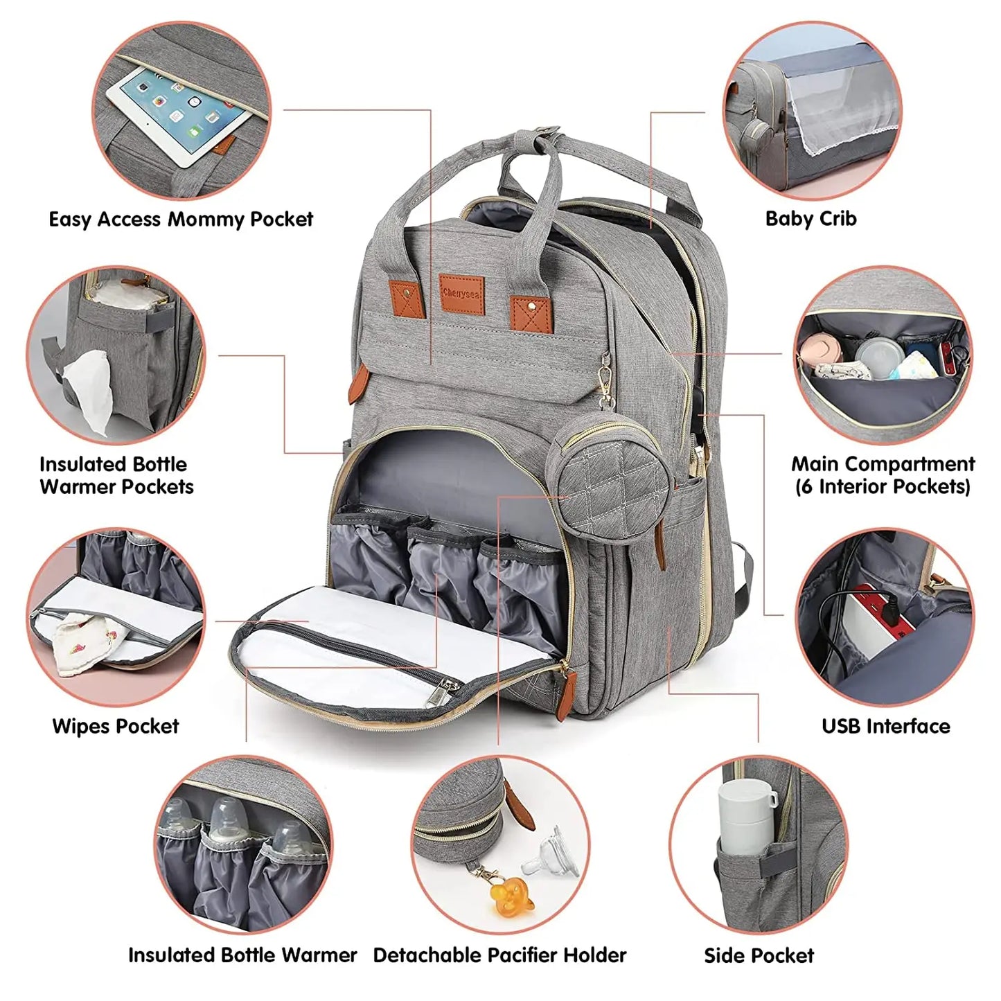 NappyPort™ Diaper Backpack with Pull-Out Bed