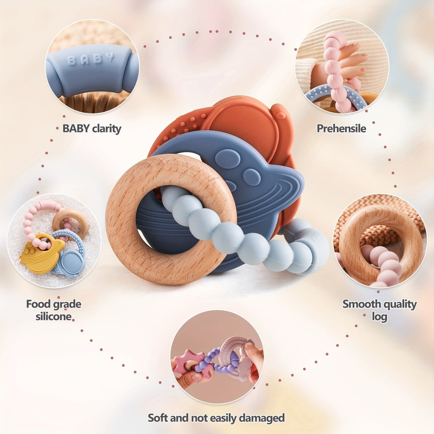 CosmoChew™ Wooden & Silicone Teether Set