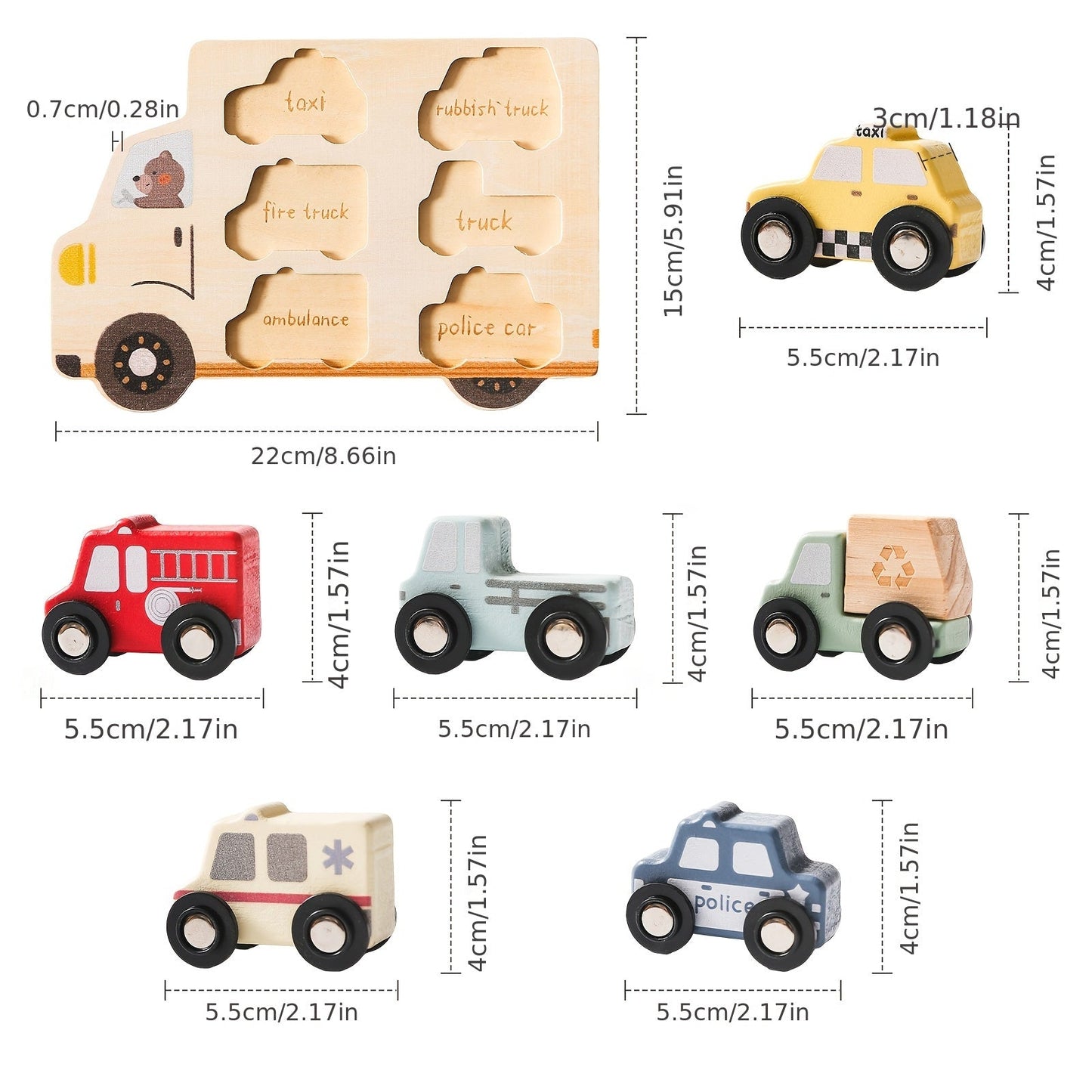 Montessori Wooden Vehicle Puzzle Set