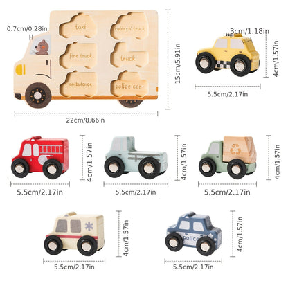 Montessori Wooden Vehicle Puzzle Set