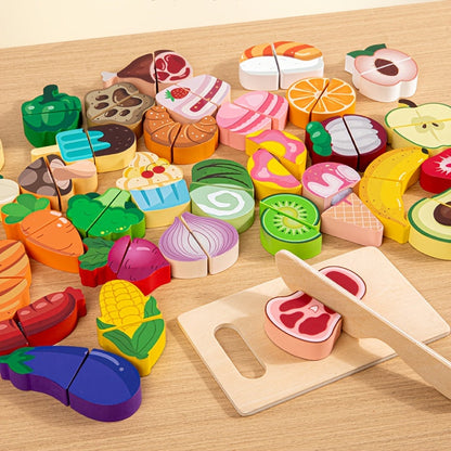 Slice & Learn Food Set – Montessori Pretend Play