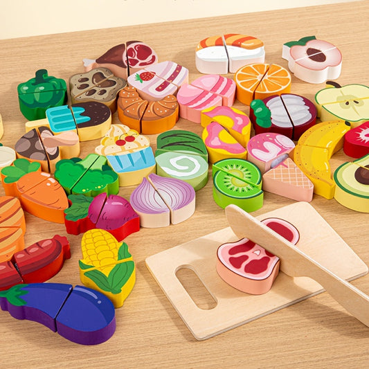 Slice & Learn Food Set – Montessori Pretend Play